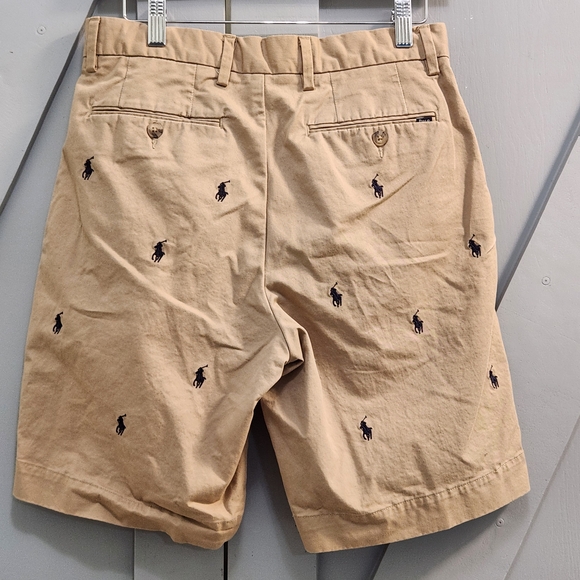 Polo Ralph Lauren Men's Tan Stretch Classic Fit All-Over Pony Embroidered Shorts - Picture 2 of 7